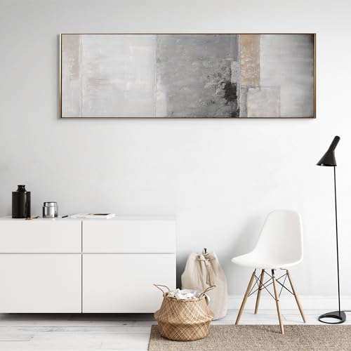 Modern Abstract Art Grey White Wall Art for Living Room, Office, Bedroom Minimalist Painting with Gold Frame Large Wall Decor Textured Artwork Canvas Print 48×16 inch Ready to Hang Modern Abstract Art Grey White Wall Art for Living Room, Office, Bedroom Minimalist Painting with Gold Frame Large Wall Decor Textured Artwork Canvas Print 48×16 inch Ready to Hang