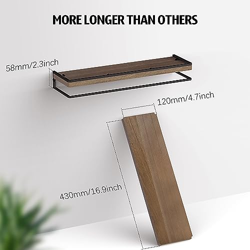 Meangood Floating Shelves Wall Mounted Set Of 2, Rustic Wood Wall Storage Shelves For Bedroom,Living Room,Bathroom, Kitchen Brown #TOP6