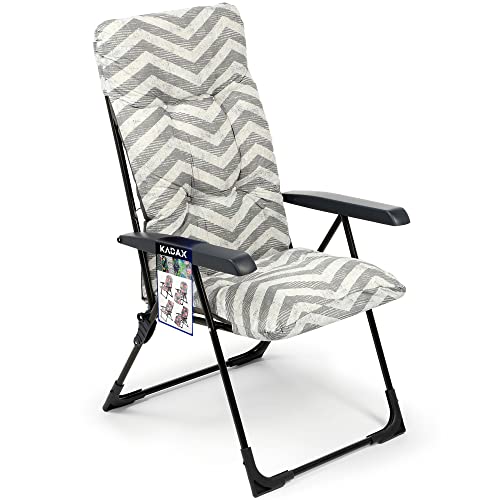 KADAX Fauteuil de Jardin avec Dossier réglable, Chaise Relax en Acier revêtu par pulvérisation, Chaise Pliante avec capacité de Charge jusqu'à 110 kg,...