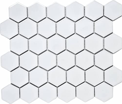 Tenedos Hexagon 2 Inch Glossy 2x2 Porcelain Floor Wall Mosaic