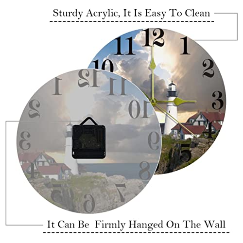 Horloge murale ronde silencieuse Lighthouse Cliff 25,4 cm à quartz - 4