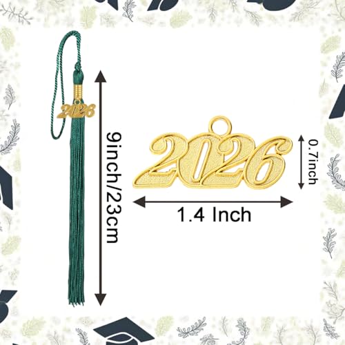 Image of 10 Pieces 2026 Graduation Tassels Bulk with Gold Year Charms for Graduation Cap Accessories (Emerald Green)