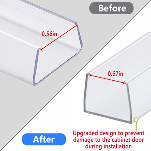 Image of 10 Pcs 24 inch Cabinet Door Protector Edge Guard-3 /4 Thick Slip-On Drawer Door Protector in Clear-Shelf Edge Protectors for Kitchen Cabinets to Prevent Wear,Chipping and Discolouration