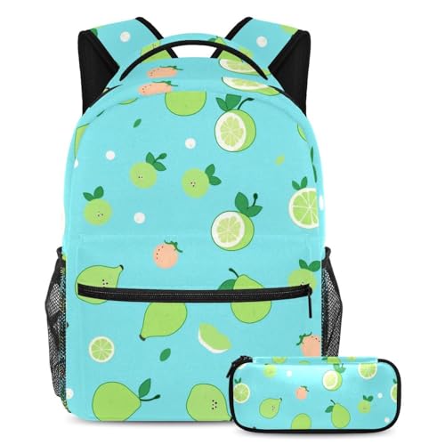 Sac à dos et trousse fruits verts pour ados parfaits pour le collège et sorties le week-end