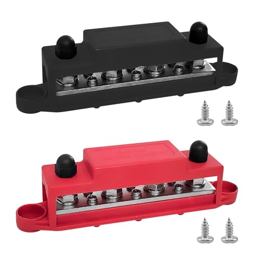 250 A Blocos de distribuição, com bloco de terminais de 4 pinos de 5/16" (M8), durável e robusto, fácil de usar barra de recolha Busbar de 12 v, para carros, barcos, sistemas de baterias (1)