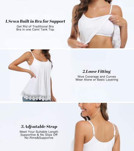 Camisoles for Women with Built in Bra Adjustable Strap Tank Tops Cami Sleeveless Summer Tops for Workout Sleeping Traveling3