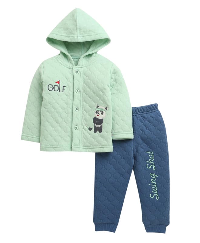 Image of BUMZEE Baby Boys Regular Fit Full Sleeves Hooded Polyfill Winter Set