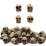 NieYat 20 Stück Totenkopf Deko, Totenkopf Set Mini Totenkopf Figur, Mini Schädel Totenkopf Modell Totenschädel Deko, für Spukhaus, Halloween Horror Party, Dekoration für Halloween (Knochengrau)