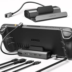 JSAUX Steam Deck Dock 5-in-1-Dockingstation kompatibel mit Valve Steam Deck/OLED/ASUS ROG Ally X/Legion go S/MSI Claw, Dock mit HDMI 4K@120Hz, Zwei USB 2.0, 100Mbps Ethernet, 100W PD Ladung-HB0602