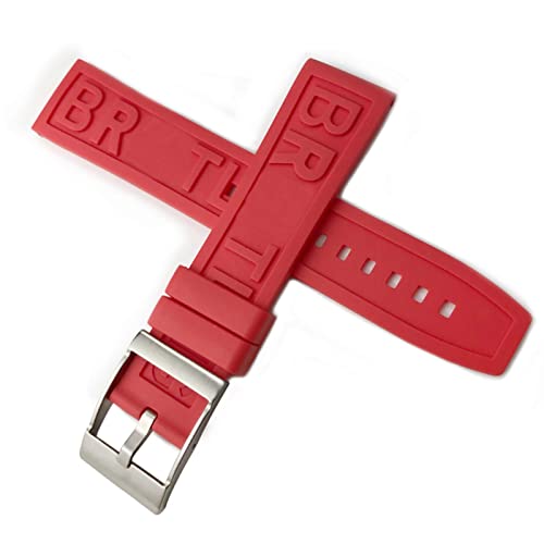 Bracelet montre silicone 22mm rouge boucle acier élégance Navitimer Avenger