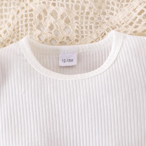 Toddler Girl Clothes Baby Fall Winter Outfits Knitted Puff Sleeve Tops + Infant Short Skirt + Belt 3Pcs 12 Months- 4T4