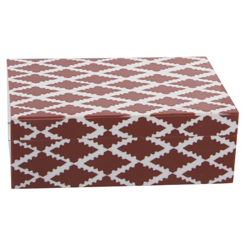 Boîte à bijoux en résine rouge et blanche DRW - Coffret de rangement compact - 4