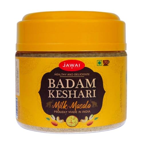 Image of JAWAI Badam Keshari Milk Masala (100 gms) | Masala Milk |Dryfruits based Healthy & Nutritious Drink Mix | Pishori Pistachio | Californian Almonds | Kashmiri Saffron | (Badam Keshari Milk Masala)
