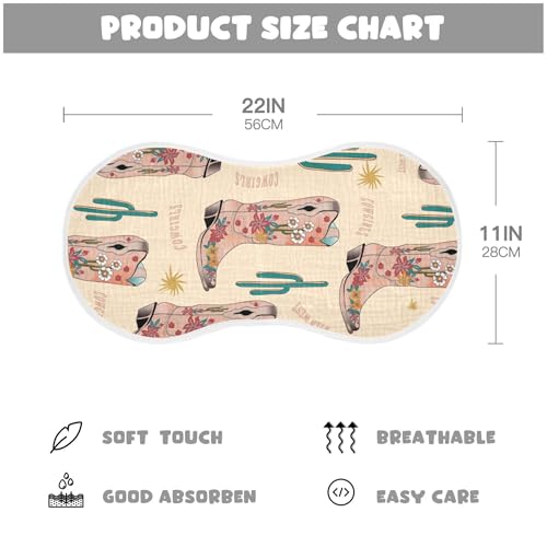 Cowboy Boots Western Cacti Burp Cloths Baby Boys Girls Absorbent Soft Cotton Burping Cloths Rags, 2 Pack2