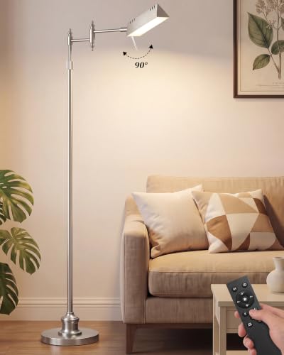 Bairth Brushed Nickel Reading Floor Lamp,Rotatable Pharmacy Standing Lamp