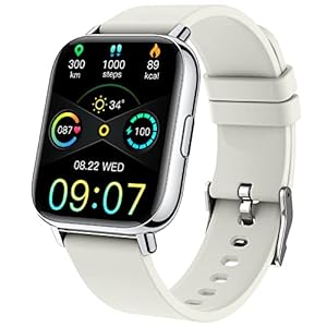 Smart Watch, Fitness Tracker 1.69″ Touch Screen Heart Rate Sleep Monitor, IP68 Waterproof Fitness Watch, 24 Modes, Pedometer Step Activity Trackers Smartwatch for Men Women for Android iOS White