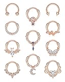 FASACCO 16G Rose Gold Snake & Butterfly Septum Ring