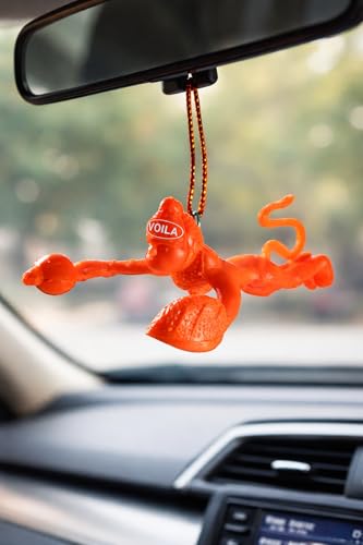 Image of Voila Present Orange Flying Lord Hanuman Idol Car Hanging Ornament