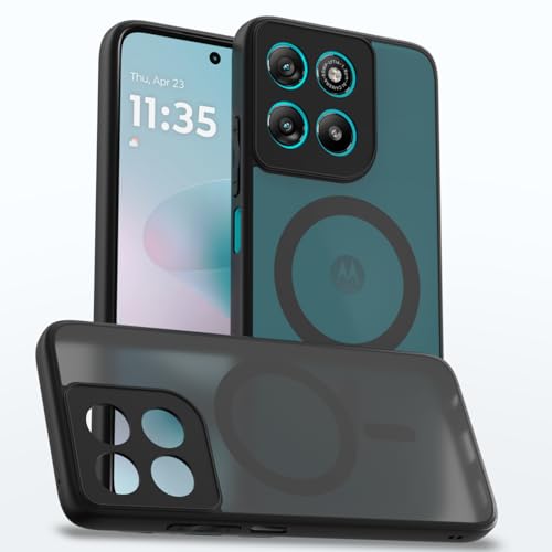 Image of Amazon Basics Back Cover for Motorola Moto G67 Power 5G / G57 Power 5G Compatible with Mag-Safe Smoke Back | Shockproof Design | Hard Transparent Back Case (Black Smoke Mag-Safe)