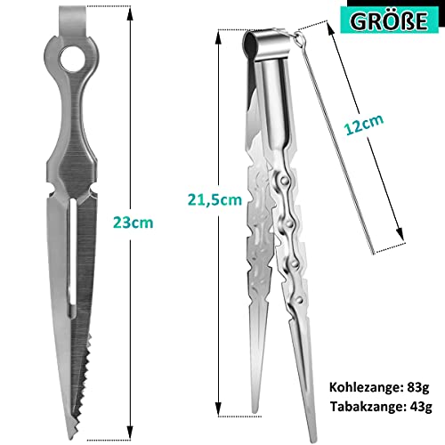 DFESKAH Shisha Zangen Set 2 Stück, silberne Kohle Zange aus Edelstahl, Tabakzange mit Lochstecher, Hookah Wasserpfeife… – Bild 6