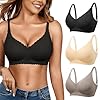 Wireless Seamless Bras for Women with Support - No Wire Push Up Womens Bra - No Underwire Padded Comfort Bralettes Breast Lift for Back Fat - Coverage Comfortable Bralette Wirefree 3 Pack(3P1,L)