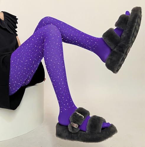 Image of LUCKELF Girls Glitter Tights, Soft Opaque Tights Sparkle Rhinestone Tights School Dress Dance Stockings