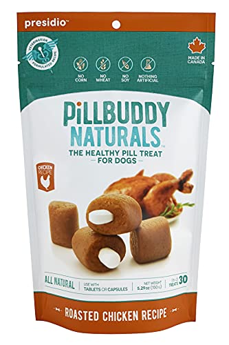 Presidio Pill Buddy Naturals - All Natural Ingredients - Chicken Recipe Pill Hiding Treats For Dogs - Make A Perfect Pill Concealing Pocket Or Pouch For Any Size Medication - 30 Servings #TOP13