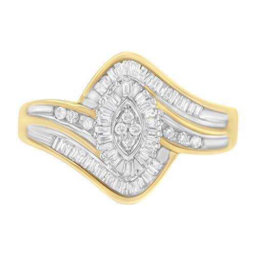 10KT Yellow Gold 1/2 cttw Diamond Cluster Ring (I-J, SI2-I1) - Size 7