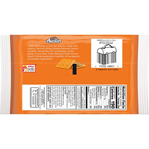 Austin Sandwich Crackers, Single Serve Snack Crackers, Office and Kids Snacks, Peanut Butter on Cheese, 11oz Tray (8 Packs) - Thumbnail 7