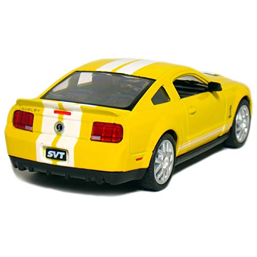 Kinsmart 5" 2007 Ford Shelby Gt500 With Stripes 1:38 Scale (Yellow) #TOP2