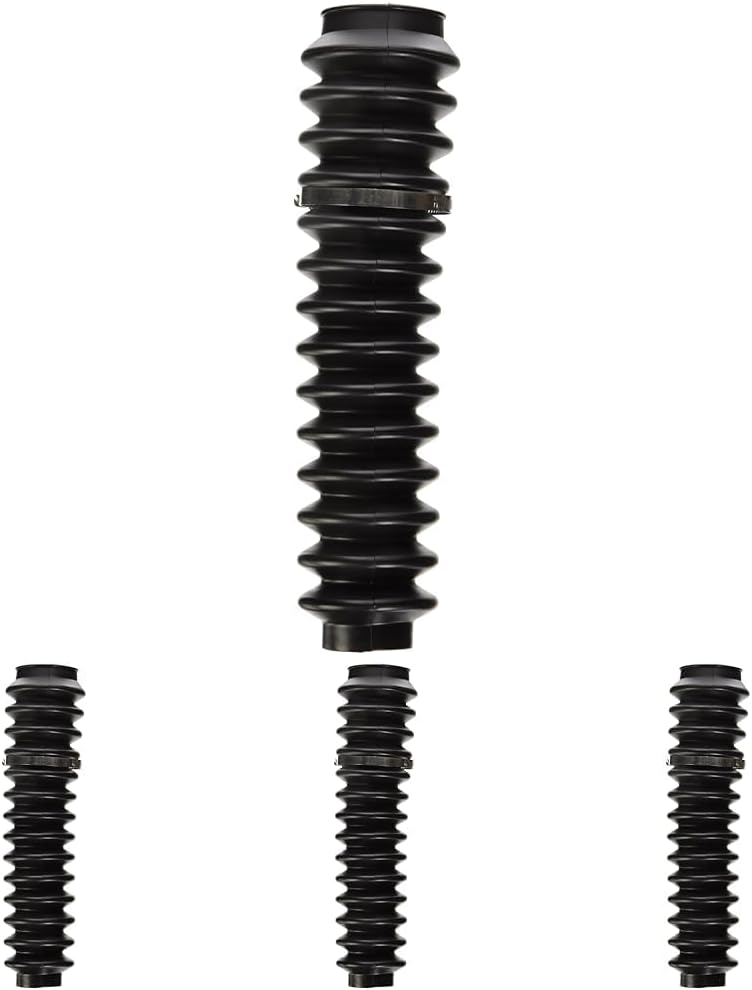 Rough Country Shock Boots Pack of 4 - Durable Black Polyurethane Covers with Stainless Steel Clamps, Universal Shock Protection from Mud, Dust & Debris