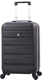 Aerolite 55x35x25cm Maleta de Cabina Rígida con 4 Ruedas Equipaje De Mano, KLM y Transavia Garantía De 5 Años (Negro)
