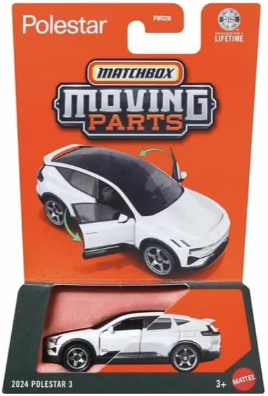 Matchbox Moving Parts 2024 Polestar 3 Die Cast Vehicle, White, 1:64 Scale