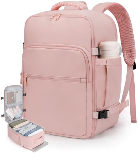 ETRONIK for New Ryanair 40x30x20 Cabin Bag Underseat, Travel Backpack Womens with TSA Approved, Hand Luggage Carry on Bag with 15 inch Laptop, Rucksack for Travelling Flight Work Overnight, Pink