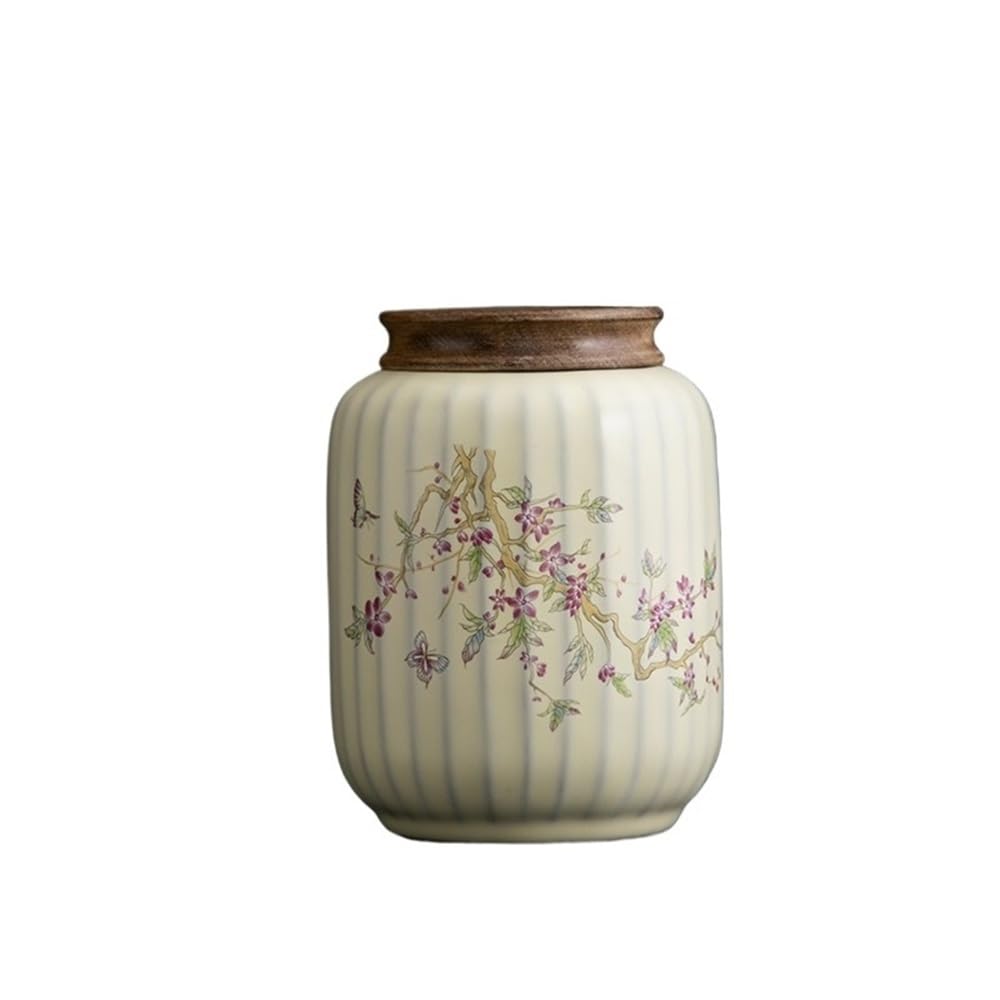ZengL263NgS tea canister Ru Kiln Wisteria Flower Tea Canister High-grade Ceramic Sealing Jar For, Coffee, Herb, Sugar, Spice, Nuts Kitchen Organisation