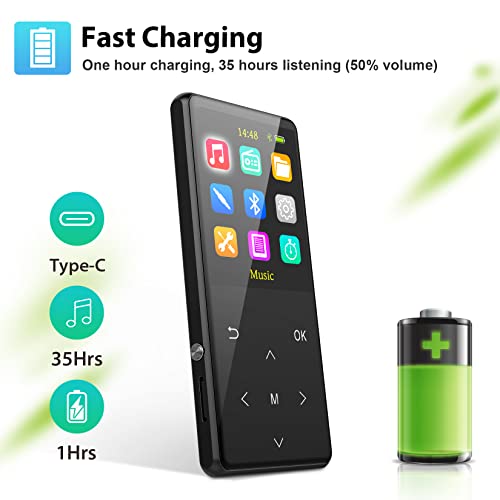 Mp3 Player, 128Gb Portable Mp3 Player With Bluetooth 5.3, Digital Lossless Music Player With Hd Speaker, Recorder, Fm Radio, 2.4" Screen, Include Earphone, Armband And Storage Case, For Sport. #TOP6