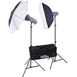 RPS Studio RS-SR300DK 600 Watt/Second Portable 2 Monolite Lighting Kit with 2 Strobes & Reflectors, 1 Softbox, 1 Umbrella, 2 Stands, Infrared Trigger & Case