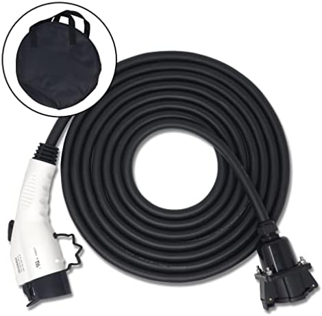 Inteset 21ft 40amp J1772 EV Extension Cord, Made in USA - for Electric Vehicle Charging Stations, Carrying Bag, Ultra-Flex Cable, UL Listed Parts