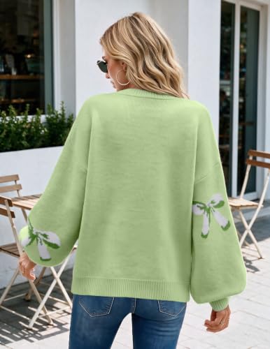 Image of Libsorge Womens Oversized Cute Bows Crewneck Pullover Sweater