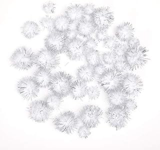 Silver Tinsel Pom Poms