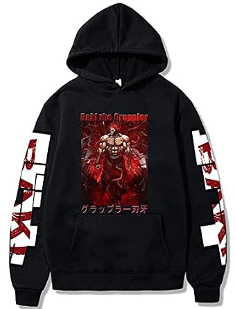 Baki The Grappler Felpa con Cappuccio Pantaloni della Tuta Set Due Pezzi Anime Hanma Baki Son of Ogre Cosplay Tuta Casual Outfit per Unisex