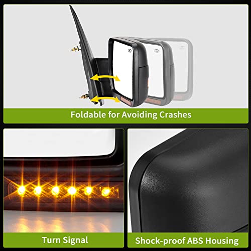AUTOSAVER88 Door Mirror Compatible with 2007-2014 Ford F150, Right Passenger Side Mirror with Turn Signal Puddle Light Power Adjustable Heated Manual Folding by AUTOSAVER88 - Image 4