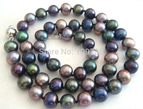 XTR Naturel Tahitien Véritable Collier de Perles Multic Vert Paon Noir Cover