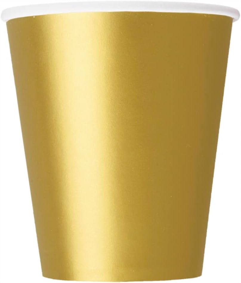 Amazon.com: Premium Gold Solid Paper Cups - 9 oz (Pack of 8) - Elegant ...
