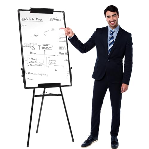 Tableau Blanc Effacable sur Pied,Tableau Magnétique de Chevalet, Whiteboard sur Trépied Réglable, Mobile Paperboard de ConféRence pour École, Bureau,60 x...