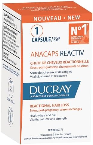 Ducray - Anacaps Reactiv - Reactional Hair loss - Healthy Hair & Nails - Vitality, Volume & Strength - 30 Capsules