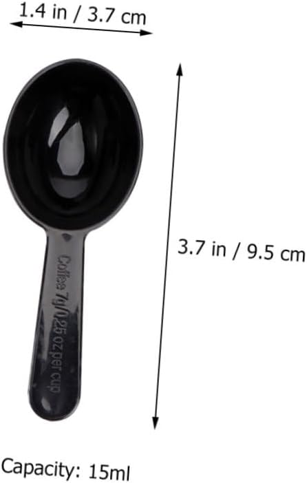KALLORY 50pcs Black Coffee Measuring Spoons 15ml Small Powder Scoop Multi-function for Coffee, Tea, Milk Powder Measuring in Home Kitchen