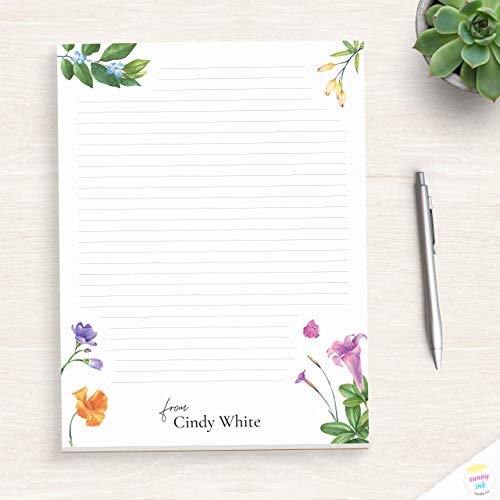 Colorful Summer Flower Art Personalized Notepad - Vibrant Notepad - Notepad For Her - Floral Notepad