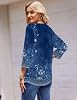 Zeagoo bestselling items for elderly Blouses For Women O Neck T-Shirt Casual 3/4 Sleeve Tee Tops For Spring Summer Spring Women's Business Clothing Blue #5