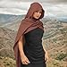 seewavom Unisex Fashion Shawl Scarf Capes Medieval Cape Shawl Scarfs Hooded Linen Hooded Cowl